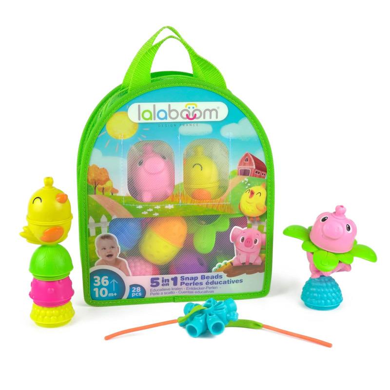 Lalaboom Farm Animal Educational Beads Bag BL231 | Evolving Educational Toys for Babies and Children