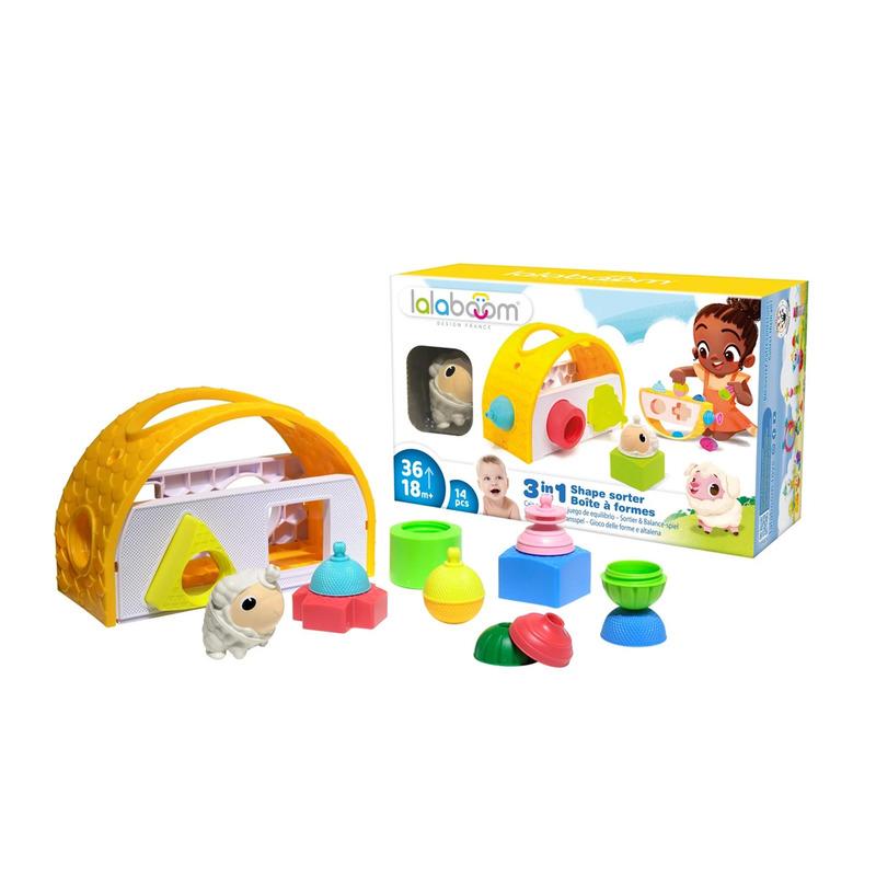 Lalaboom Shape-Sorting Box and Farm Animal Educational Beads BL811 | Evolving Educational Toys for Babies and Children