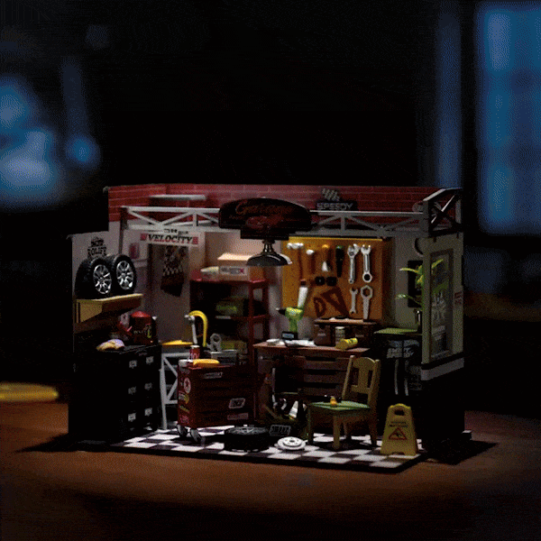 Garage Workshop | Robotime DG165 DIY Dollhouse Miniatures Kit