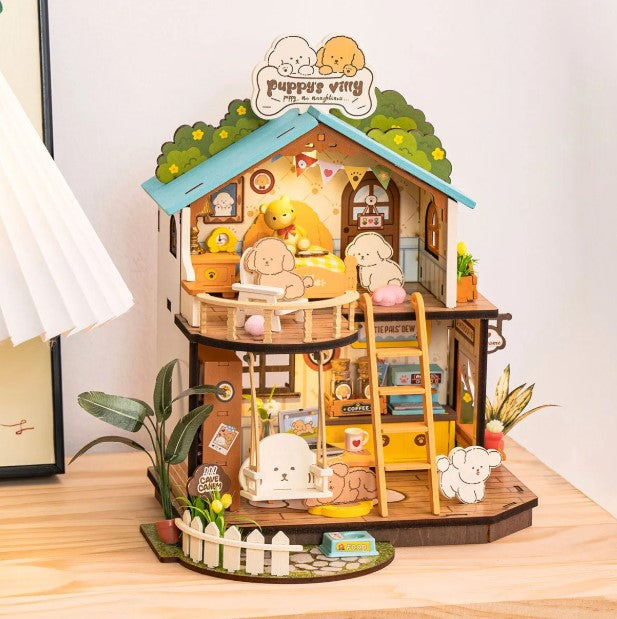 Puppy’s Cozy Villa | Robotime DG169 DIY Dollhouse Miniatures Kit