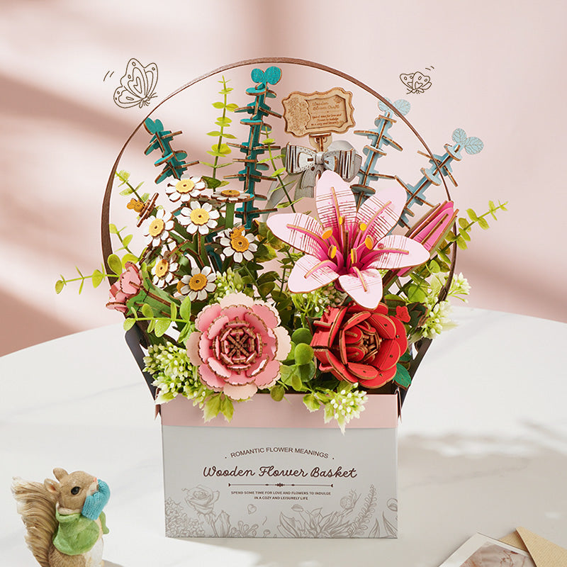 Wooden Flower Basket | Robotime 3D Wooden Puzzle TW03H – Unicorn