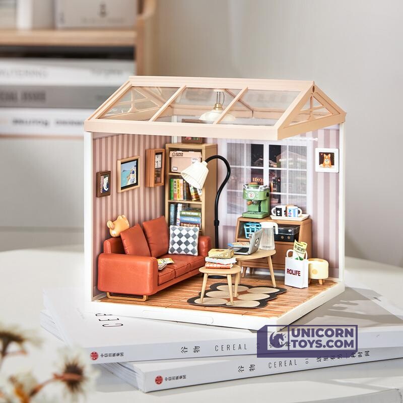 Cozy Living Lounge | Rolife Super Creator DW007 DIY Stackable Dollhouse Miniatures Kit
