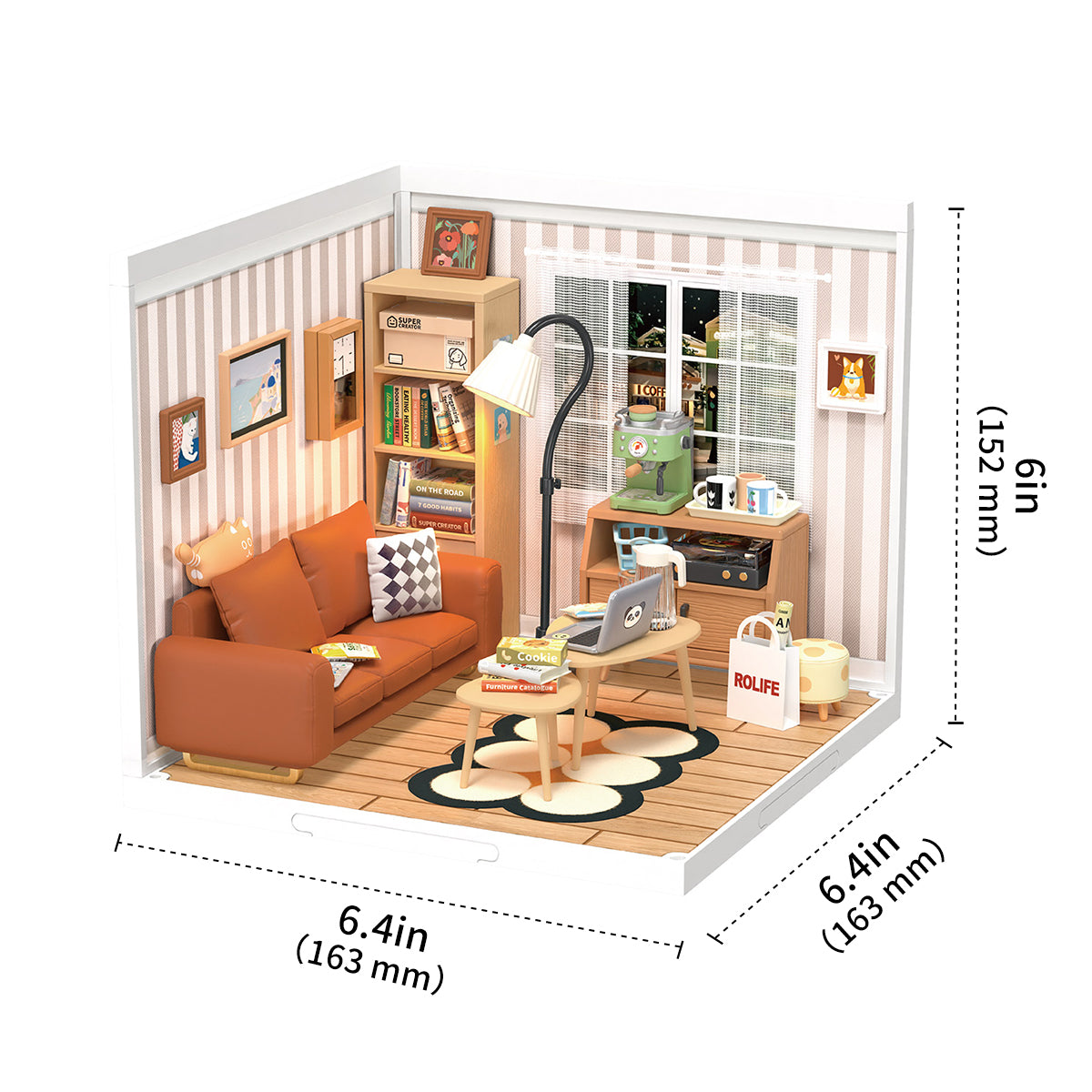 Cozy Living Lounge | Rolife Super Creator DW007 DIY Stackable Dollhouse Miniatures Kit