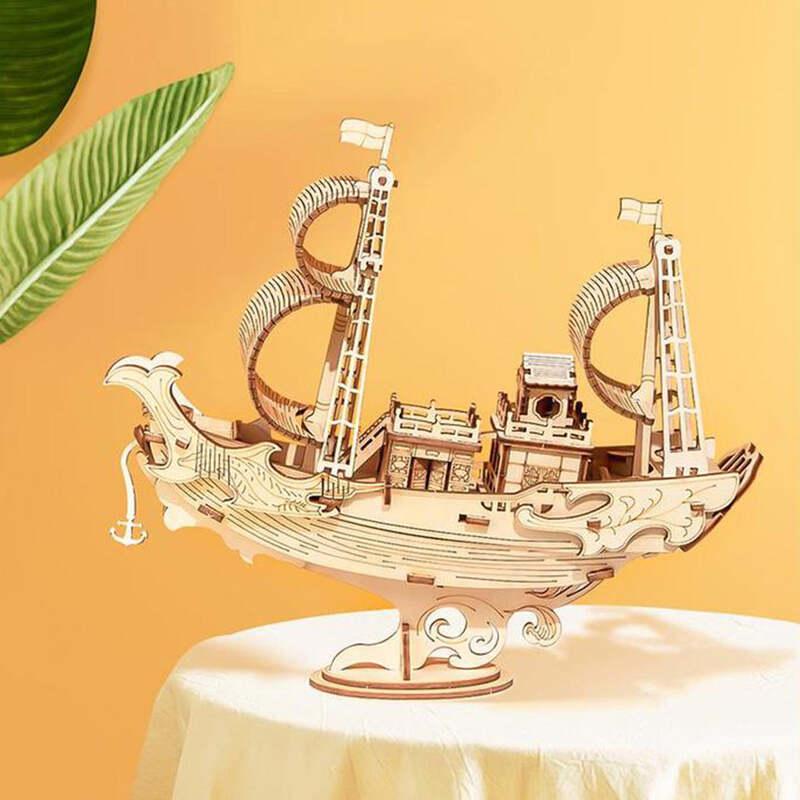 Japanese Diplomatic Ship | ROKR 3D Wooden Puzzle TG307 Wooden Model Ship Hand-Made Craft Gift & Decoration