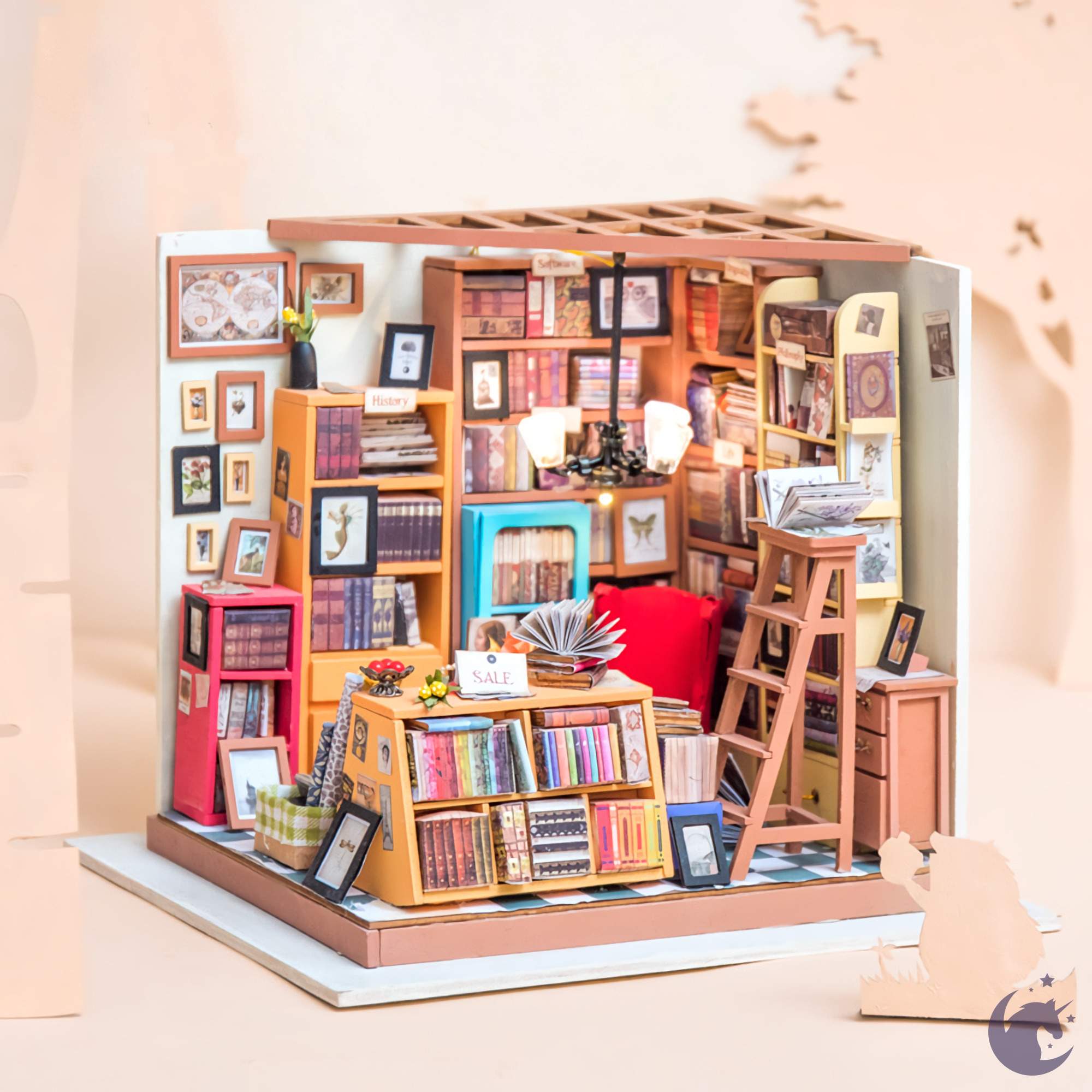 DIY Miniature House Sam's Study Dollhouse DG102 Mini Library Kit