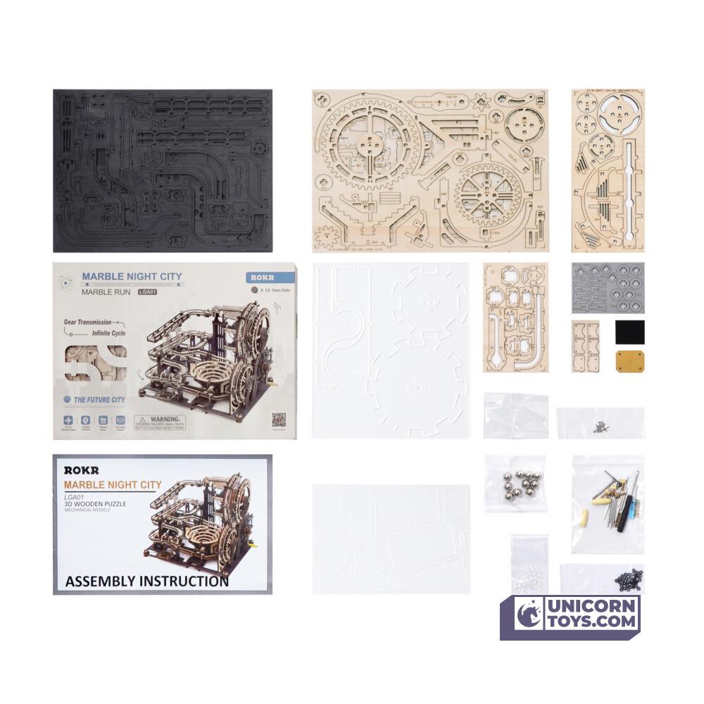 Marble Night City | Mechanical Marble Run Fortress | Robotime ROKR LGA01 Marble Run Puzzle Kit