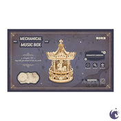 unicorntoys robotime rokr romantic carousel diy mechanical music box 3d wooden puzzle kit birthday gifts for teen AMK62