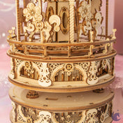 unicorntoys robotime rokr romantic carousel diy mechanical music box 3d wooden puzzle kit birthday gifts for teen AMK62