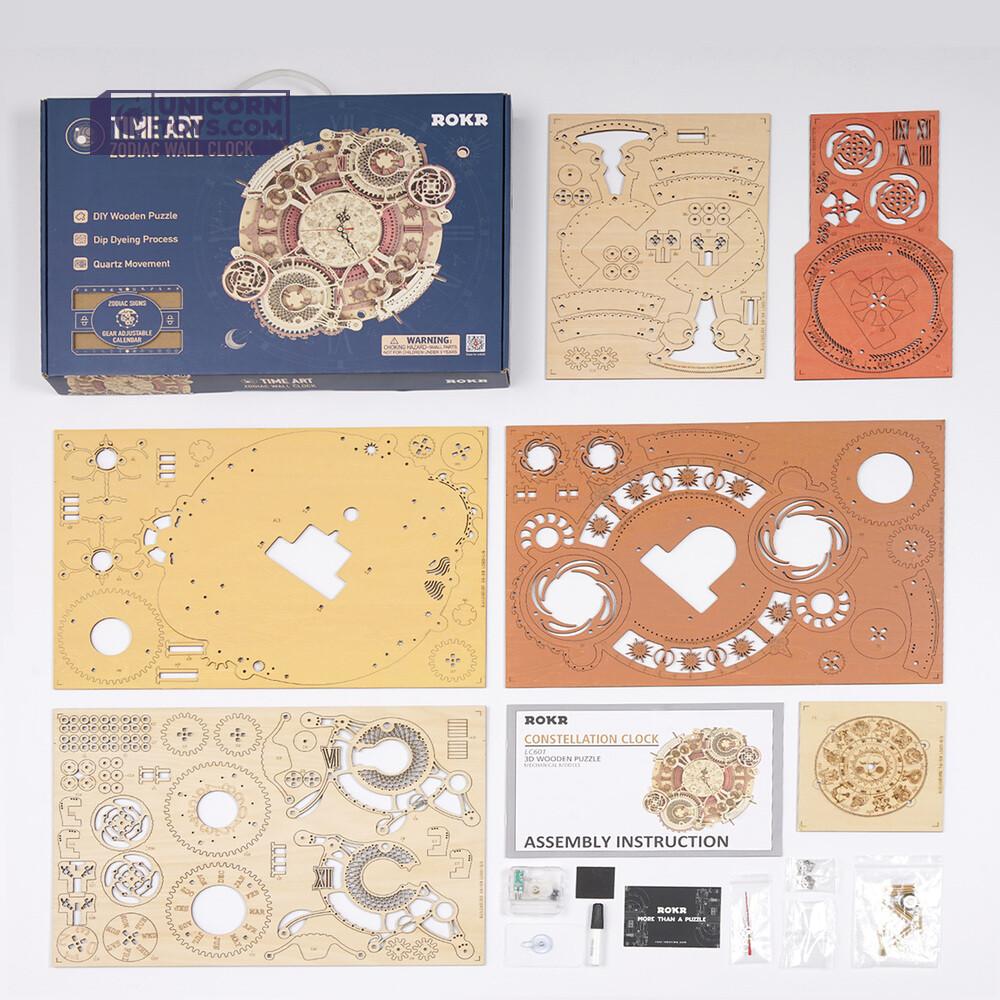 Zodiac Wall Clock | Robotime ROKR LC601 Time Art Mechanical Puzzle Kit