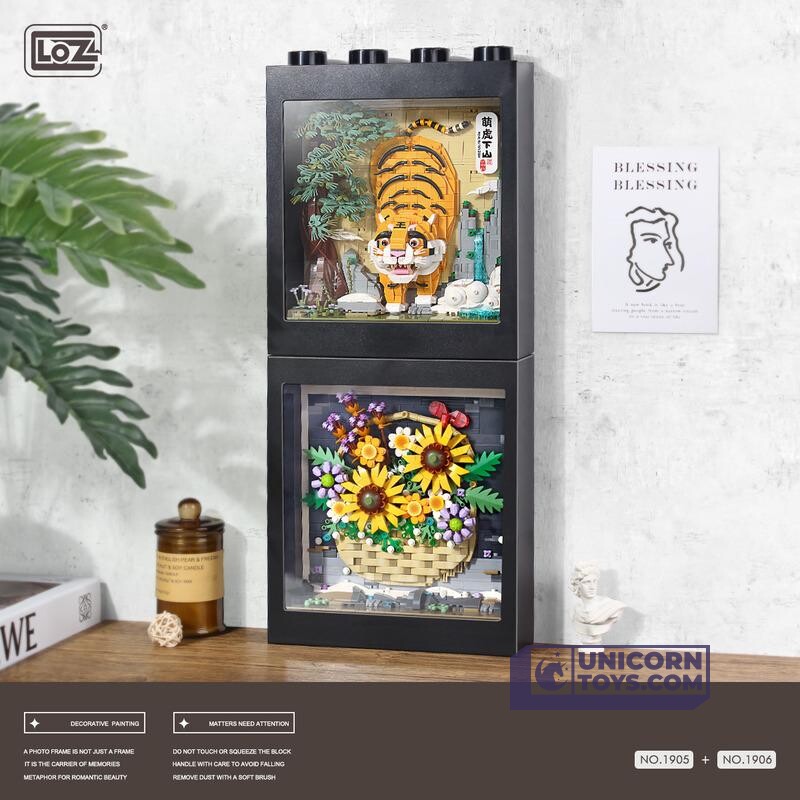 Tiger Goes Down the Mountain | LOZ 1906 Mini Block Pixel Painting Photo Frame Set for Ages 10+