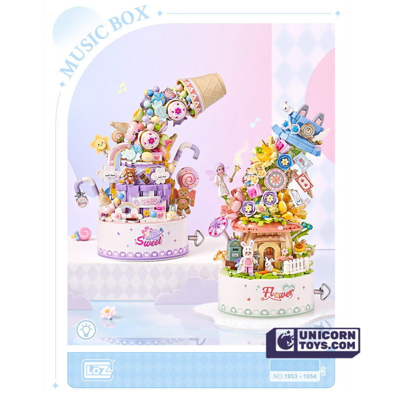 Sweet Fluid music box with button cell | LOZ1953 Mini Block Building Set for Ages 14+