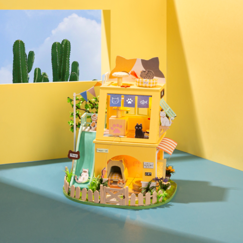 The Cat House | Robotime DG149 DIY 1:24 Dollhouse Miniatures Kit