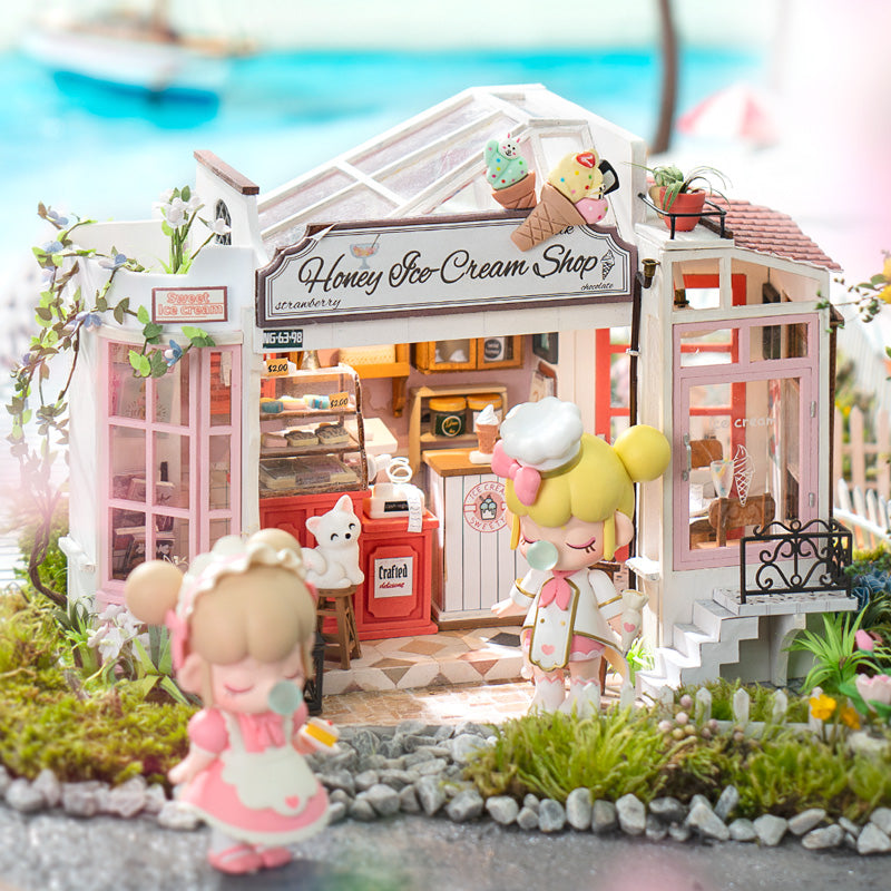 Honey Ice-cream Shop | Robotime DG148 DIY 1:24 Dollhouse Miniatures Kit