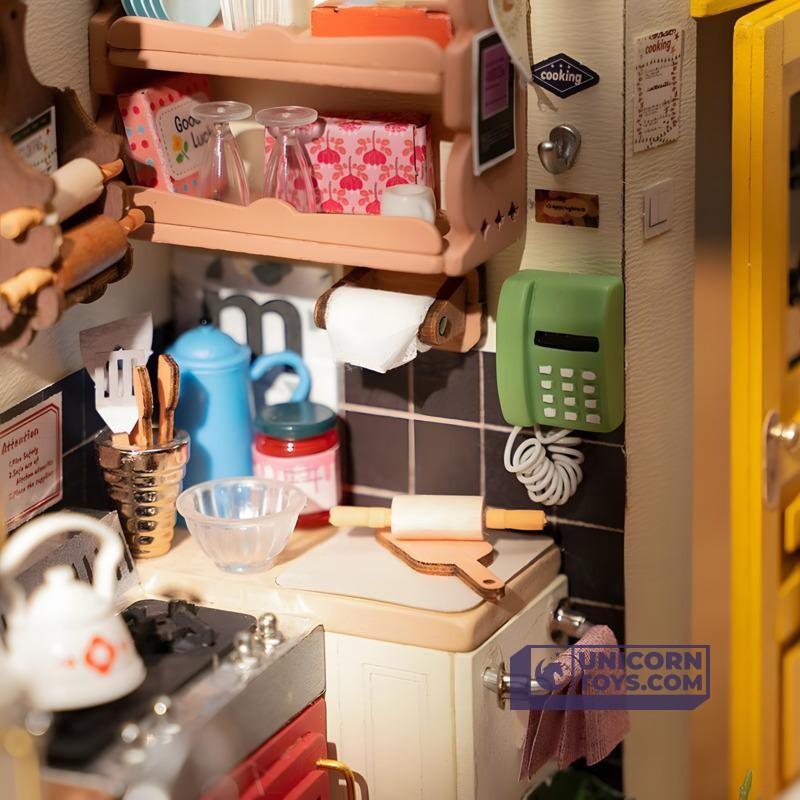 Cozy Kitchen | Robotime DG159 DIY Dollhouse Miniatures Kit