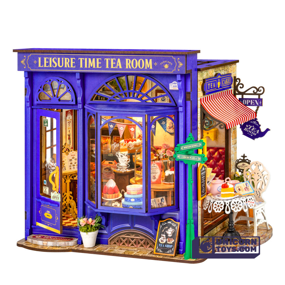 Leisure Time Tea Room | Robotime DG171 DIY Dollhouse Miniatures Kit
