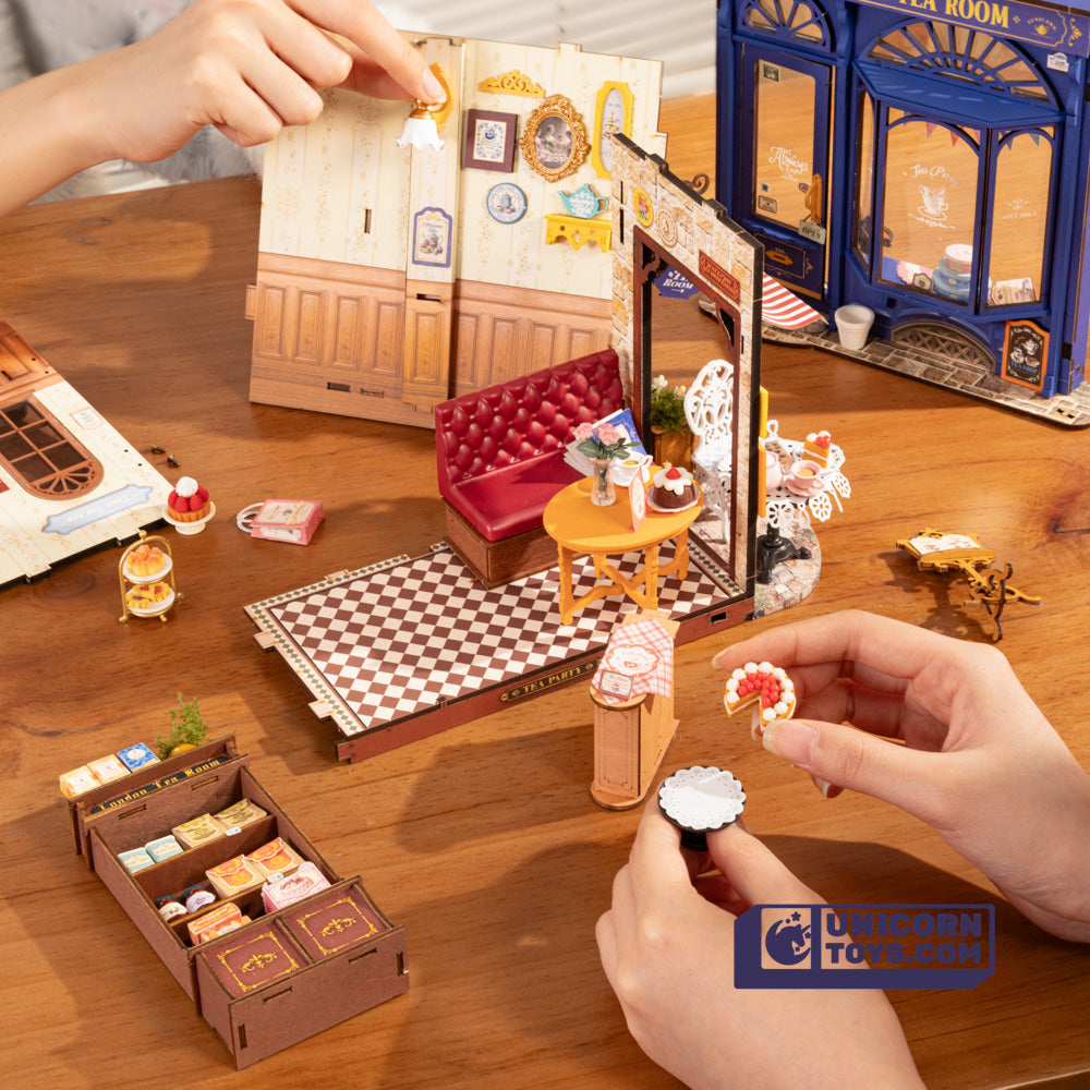 Leisure Time Tea Room | Robotime DG171 DIY Dollhouse Miniatures Kit
