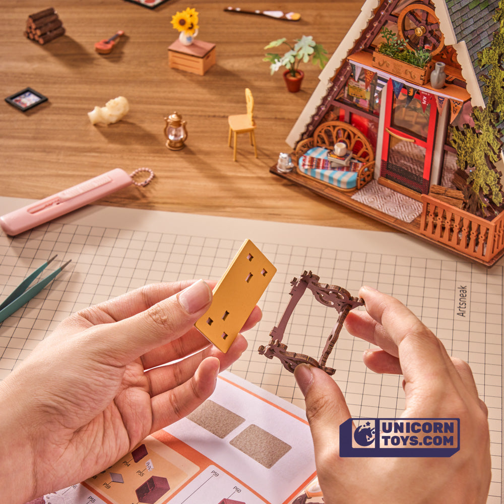 A-Frame Cabin | Robotime DG181 DIY Dollhouse Miniatures Kit