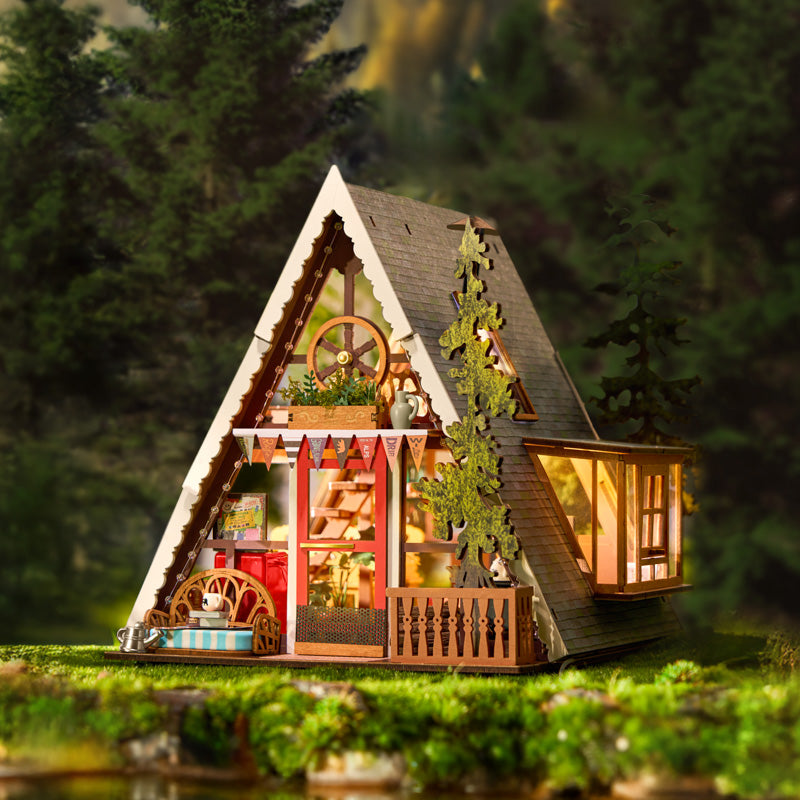 A-Frame Cabin | Robotime DG181 DIY Dollhouse Miniatures Kit