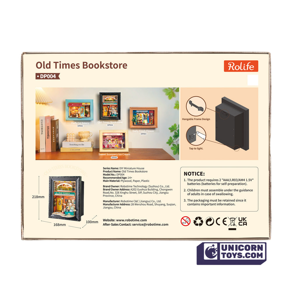 Old Times Bookstore | Rolife Story Frames Series DP004 DIY Miniature House Kit