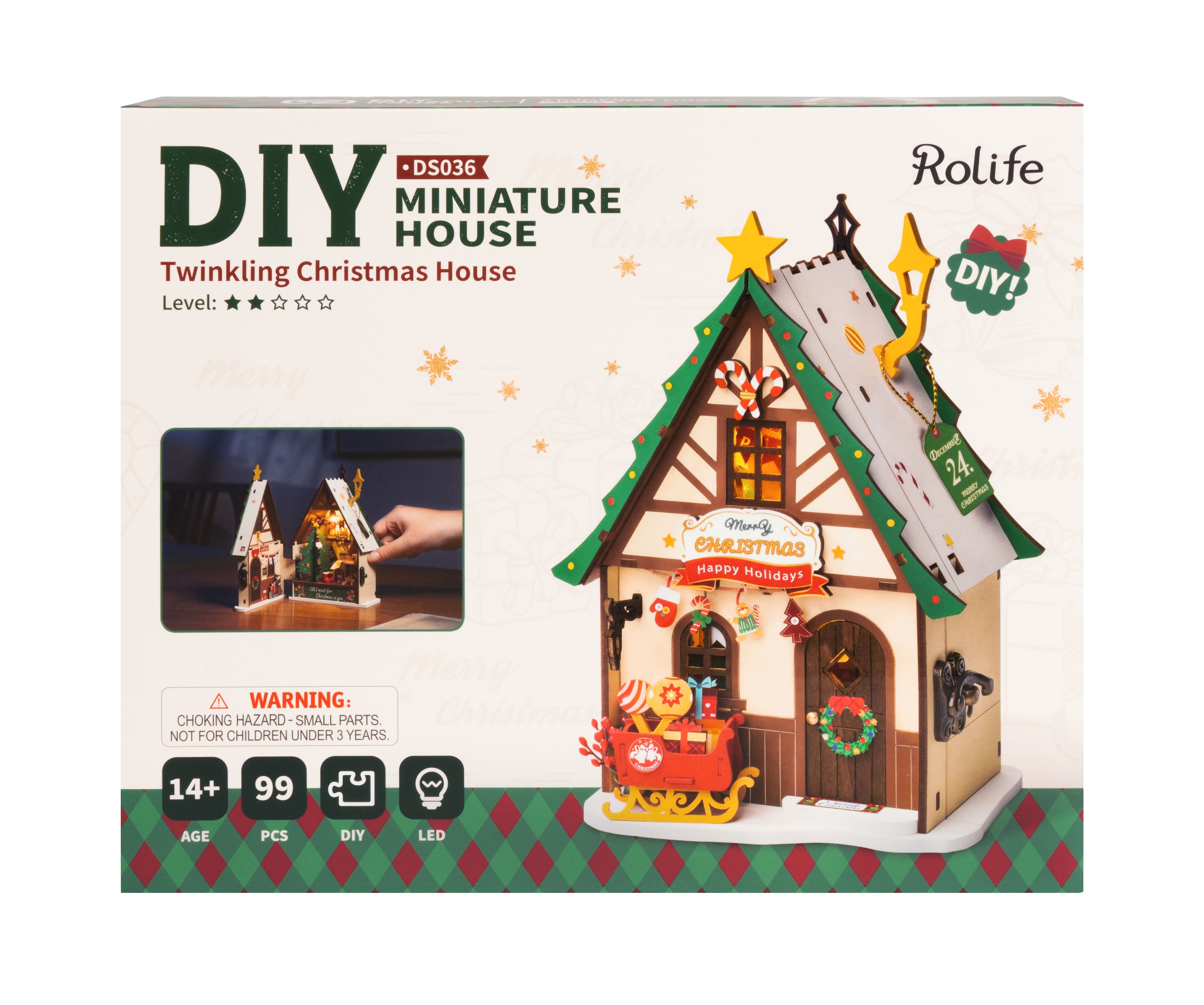 Twinkling Christmas House DIY Miniature House DS036
