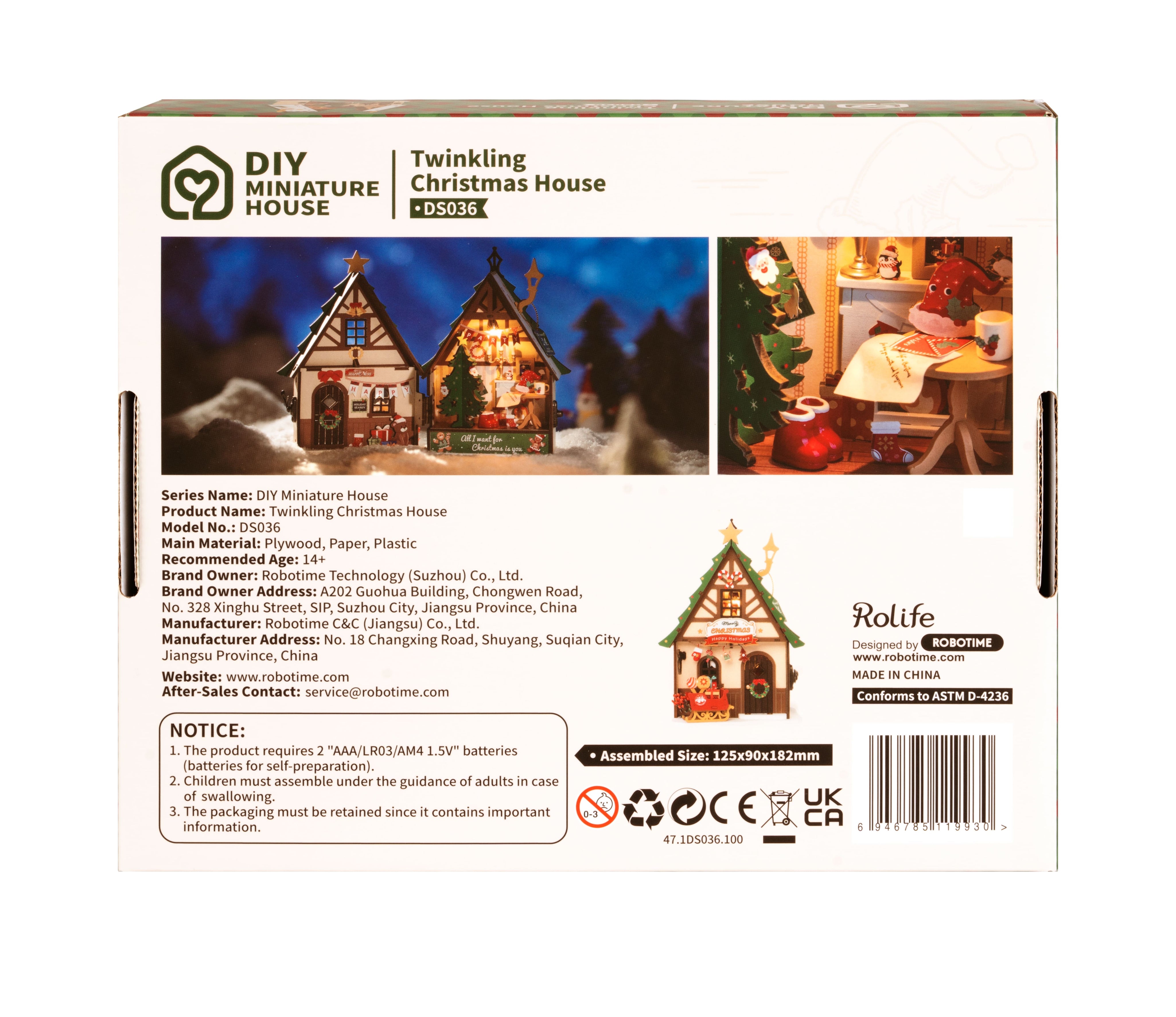 Twinkling Christmas House DIY Miniature House DS036