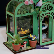 Green Fountain Garden Mini Store | Robotime DS049 DIY Dollhouse Miniatures Kit