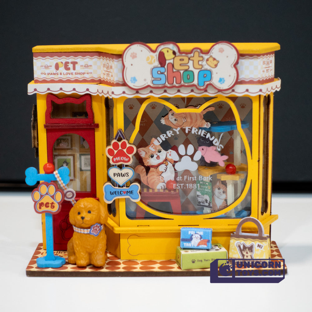 Pawfect Pet Shop Mini Store | Robotime DS045 DIY Dollhouse Miniatures Kit