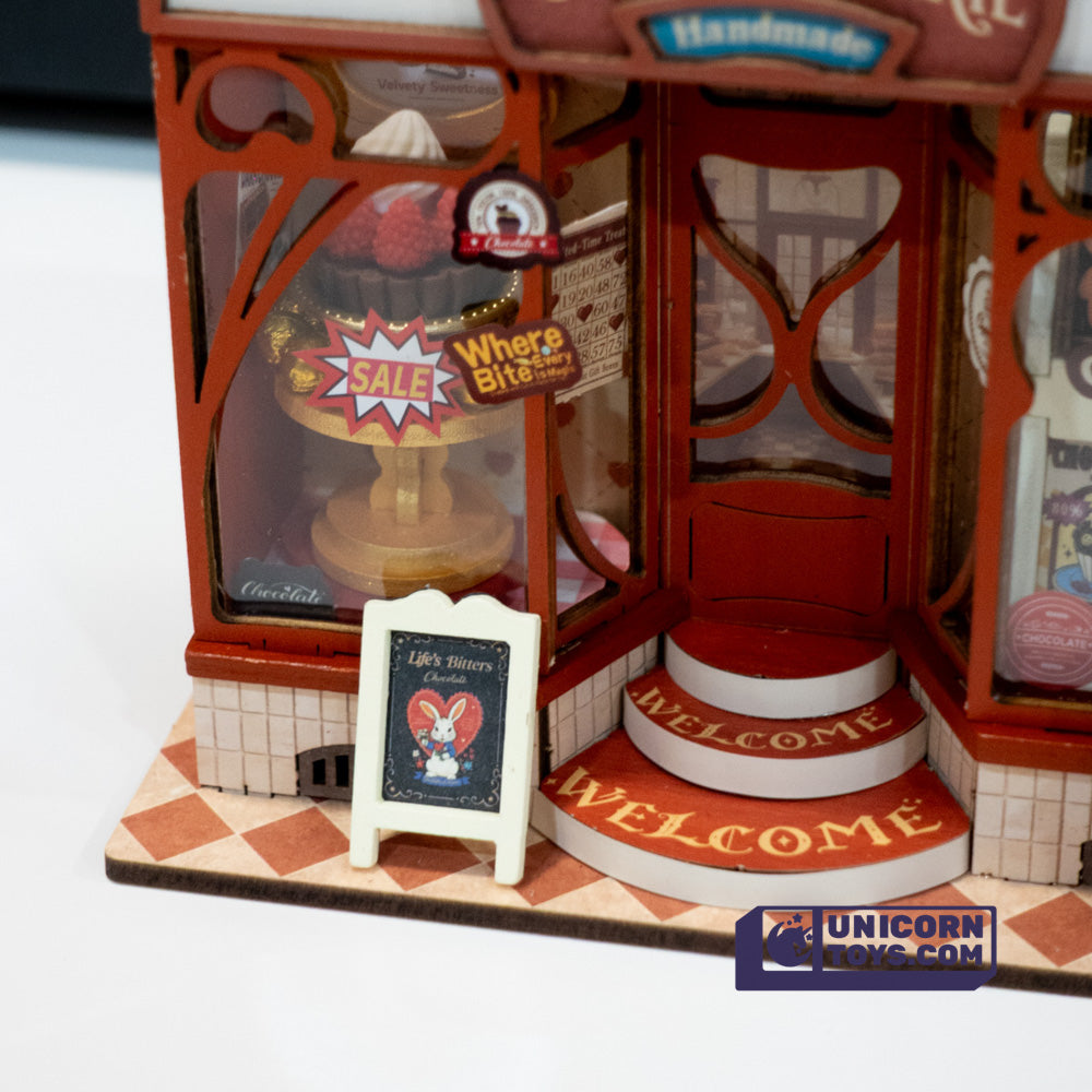 Sweet Chocolate Shop Mini Store | Robotime DS046 DIY Dollhouse Miniatures Kit