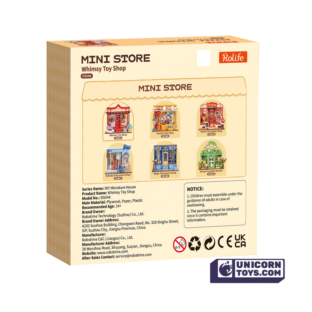 Whimsy Toy Shop Mini Store | Robotime DS044 DIY Dollhouse Miniatures Kit