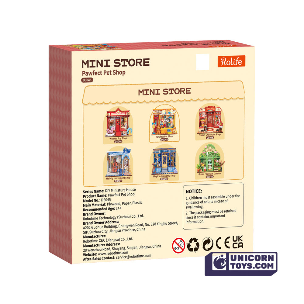 Pawfect Pet Shop Mini Store | Robotime DS045 DIY Dollhouse Miniatures Kit