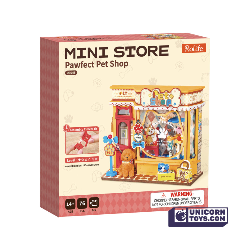 Pawfect Pet Shop Mini Store | Robotime DS045 DIY Dollhouse Miniatures Kit
