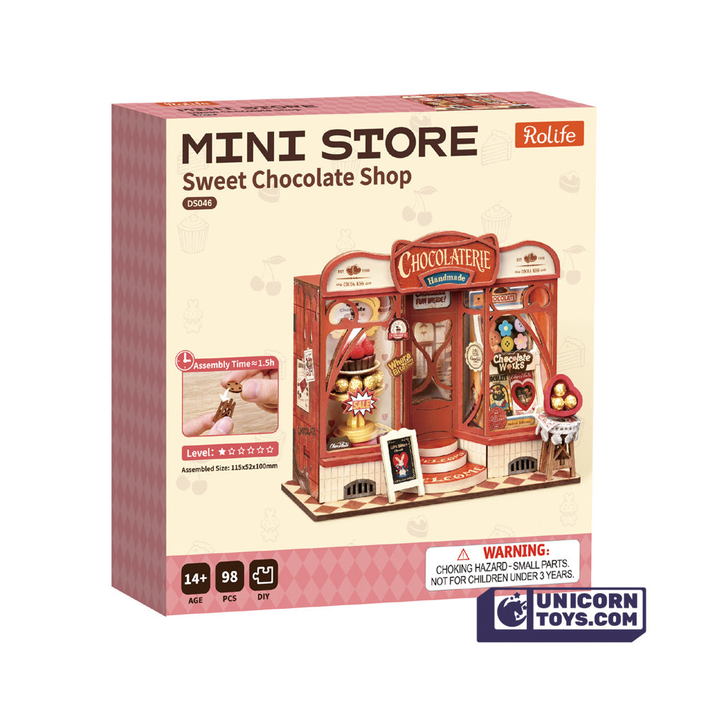 Sweet Chocolate Shop Mini Store | Robotime DS046 DIY Dollhouse Miniatures Kit