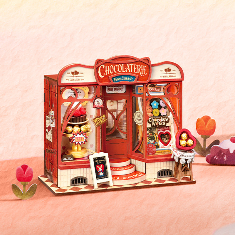 Sweet Chocolate Shop Mini Store | Robotime DS046 DIY Dollhouse Miniatures Kit