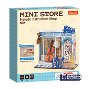 Melody Instrument Shop Mini Store | Robotime DS047 DIY Dollhouse Miniatures Kit