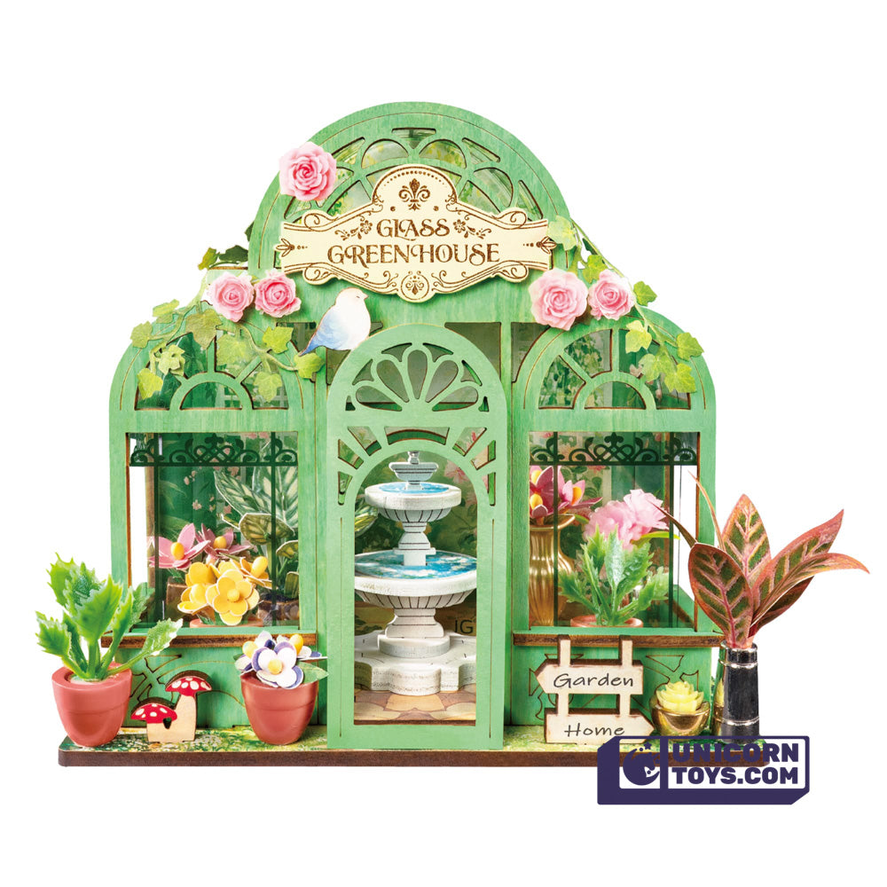 Green Fountain Garden Mini Store | Robotime DS049 DIY Dollhouse Miniatures Kit