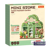 Green Fountain Garden Mini Store | Robotime DS049 DIY Dollhouse Miniatures Kit