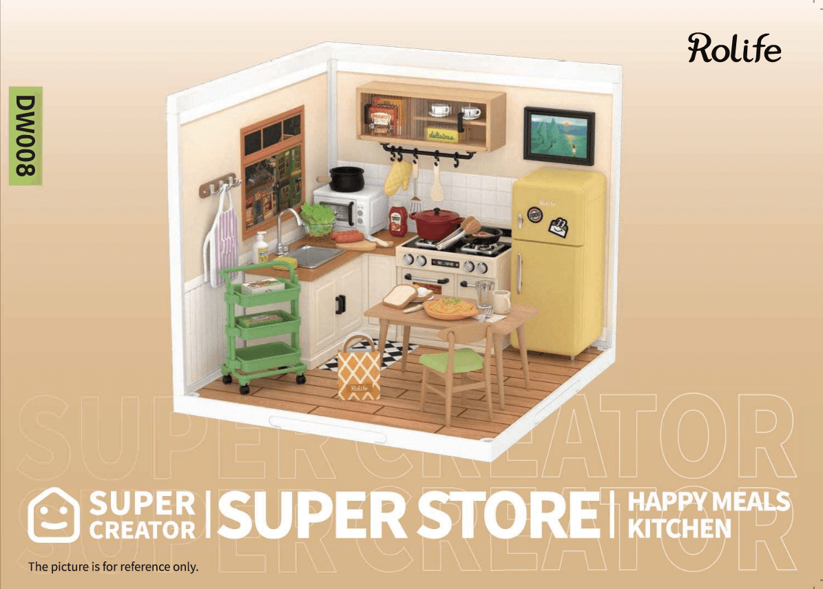 DW008 - Happy Meals Kitchen | Rolife Super Creator DIY Stackable Dollhouse Manual