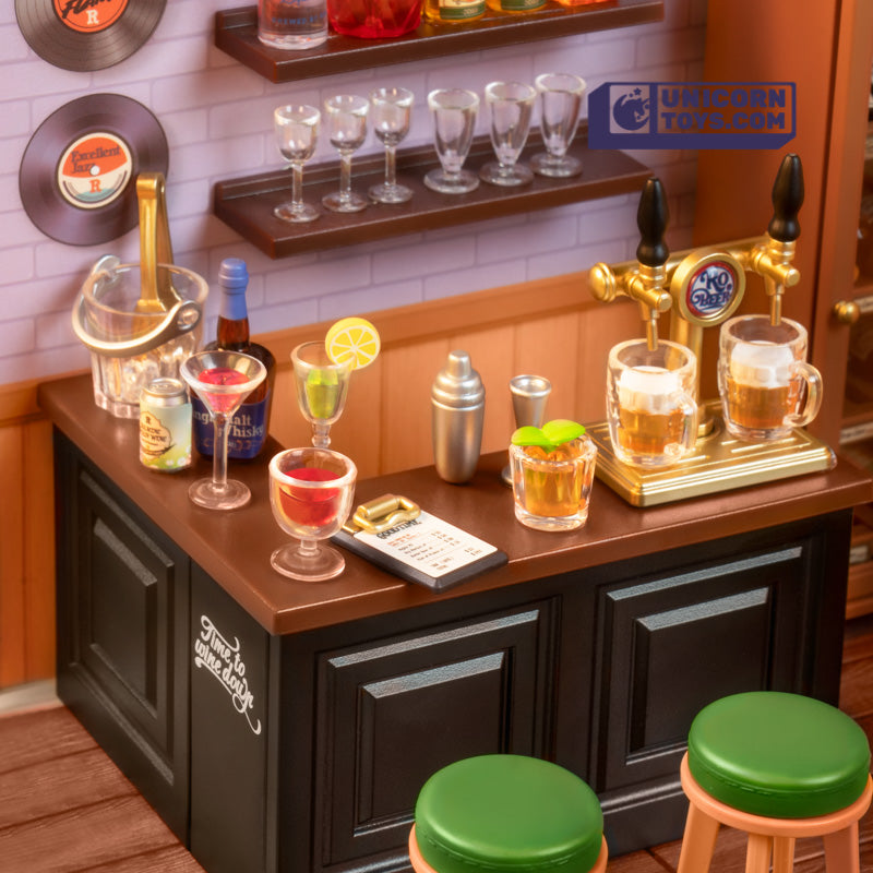 Leisurely Cheers Bar | Rolife Super Creator DW012 DIY Stackable Dollhouse Miniatures Kit