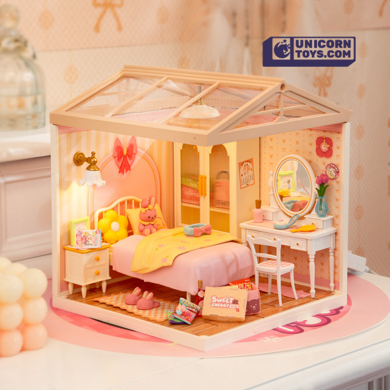 Lovely Pink Bedroom | Rolife Super Creator DW016 DIY Stackable Dollhouse Miniatures Kit
