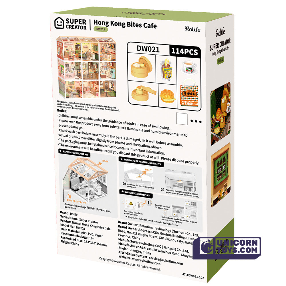 Hong Kong Bites Cafe | Rolife Super Creator DW021 DIY Stackable Dollhouse Miniatures Kit