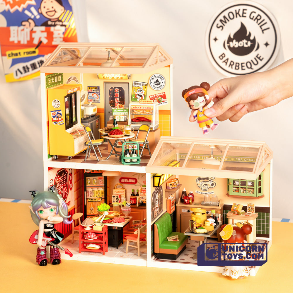 Night Out Food Stall | Rolife Super Creator DW022 DIY Stackable Dollhouse Miniatures Kit
