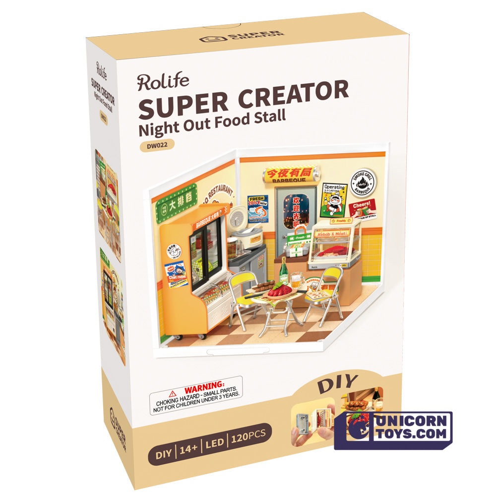Night Out Food Stall | Rolife Super Creator DW022 DIY Stackable Dollhouse Miniatures Kit