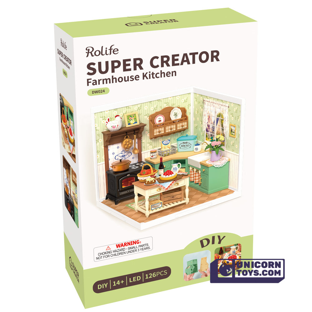 Farmhouse Kitchen | Rolife Super Creator DW024 DIY Stackable Dollhouse Miniatures Kit