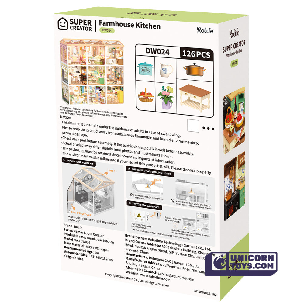 Farmhouse Kitchen | Rolife Super Creator DW024 DIY Stackable Dollhouse Miniatures Kit