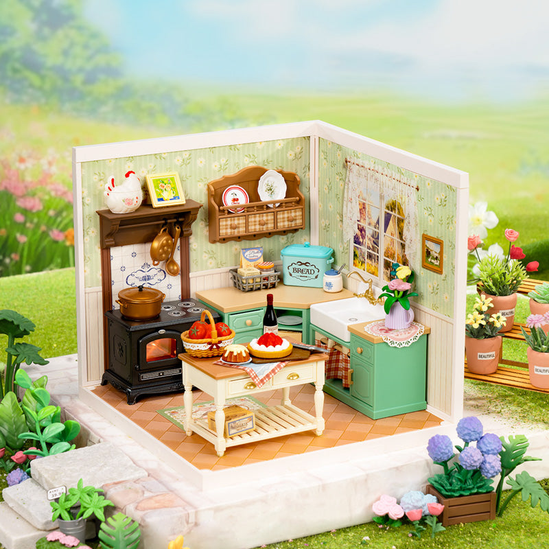 Farmhouse Kitchen | Rolife Super Creator DW024 DIY Stackable Dollhouse Miniatures Kit