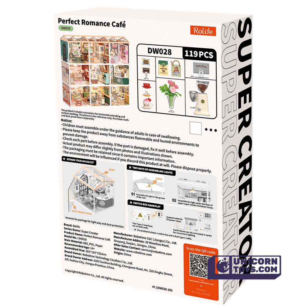 Perfect Romance Café | Rolife Super Creator DW028 DIY Stackable Dollhouse Miniatures Kit