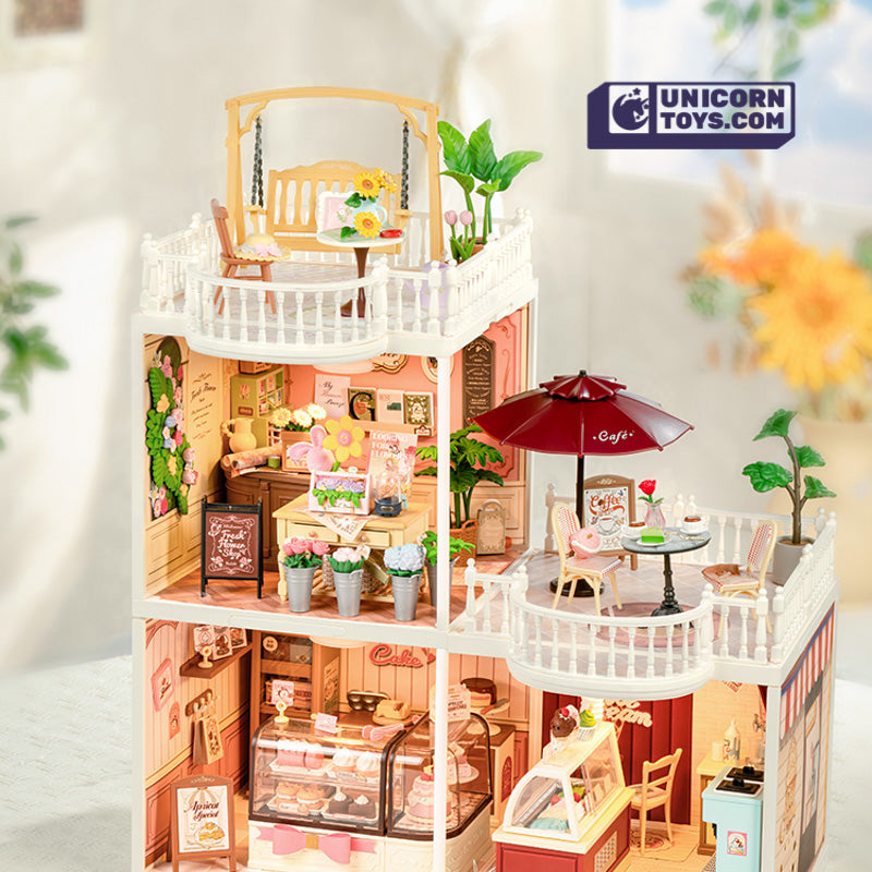 Chic Café Terrace | Rolife Super Creator DWP09 DIY Stackable Dollhouse Miniatures Kit