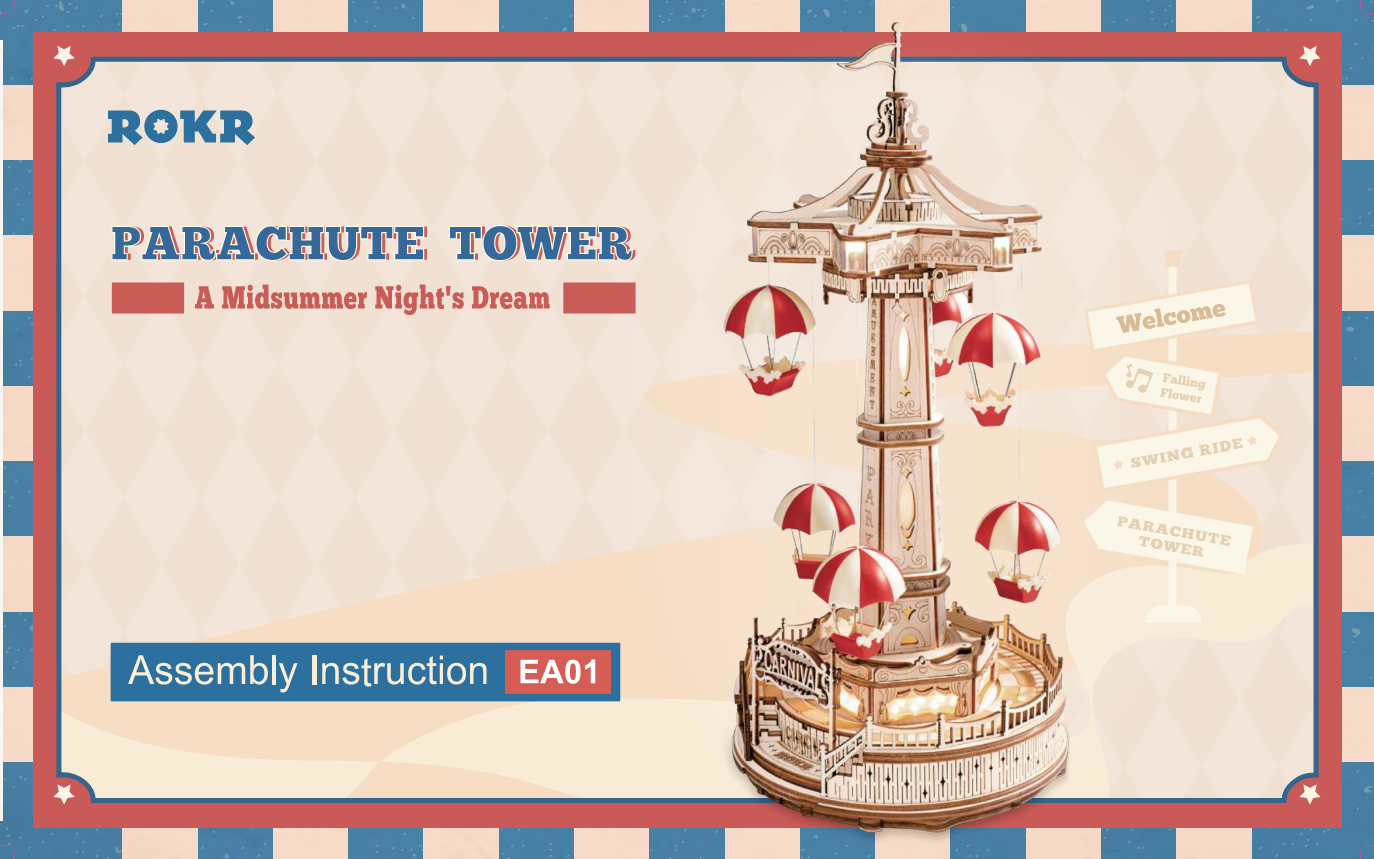 EA01 - Parachute Tower | Robotime ROKR DIY Music Box Manual
