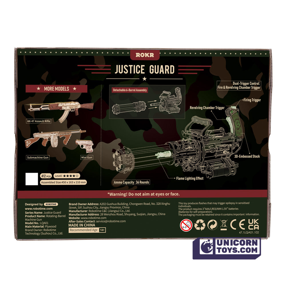 Rotating-Barrel Machine Gun | ROKR 3D Mechanical Gear Puzzel Kit LQA01