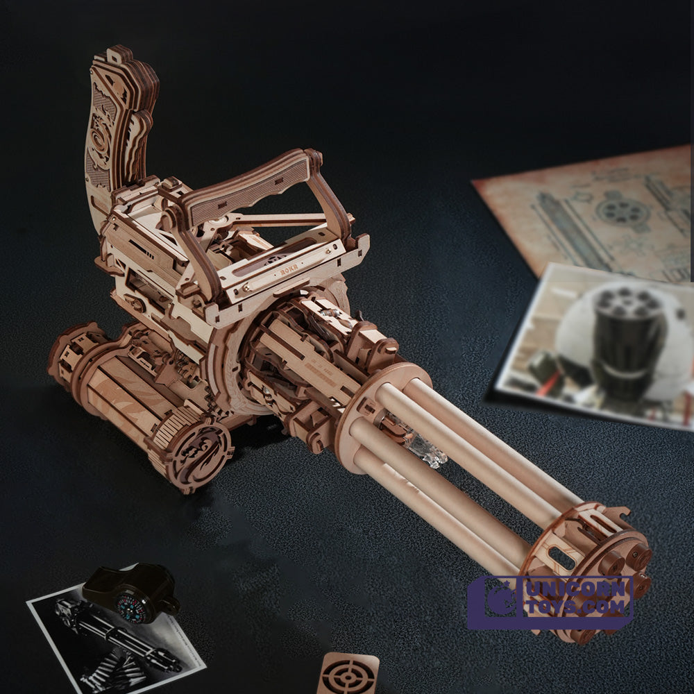 Rotating-Barrel Machine Gun | ROKR 3D Mechanical Gear Puzzel Kit LQA01